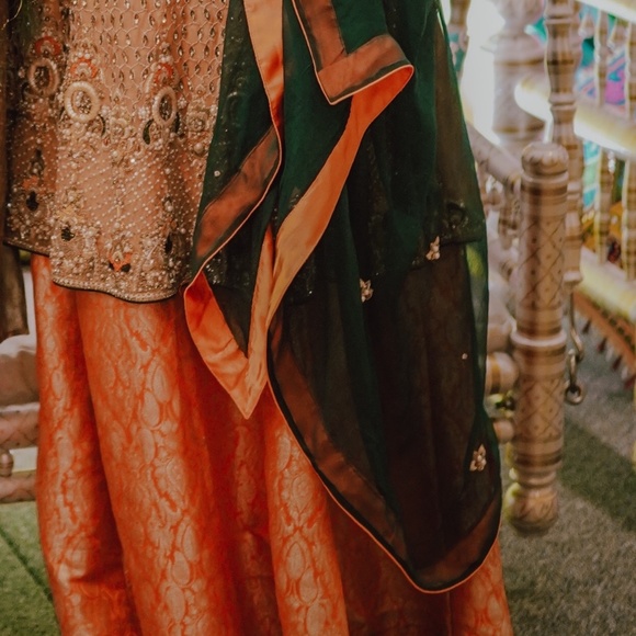 Indian Pakistani Bridal Mehndi Jamawar Lehenga Kameez Dress - Picture 6 of 8